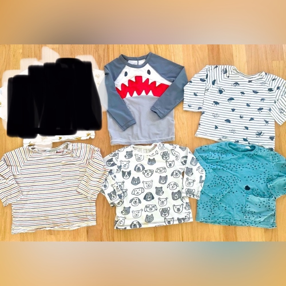 Zara size 3/4 play condition long sleeve shirts plus gap kids shark rash guard